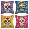 Set Of 4 Day Of The Dead Pillow Covers Dia De Los Muertos Throw Pillow Case Mexican Sugar Skull Marigolds Floral Decor For Home