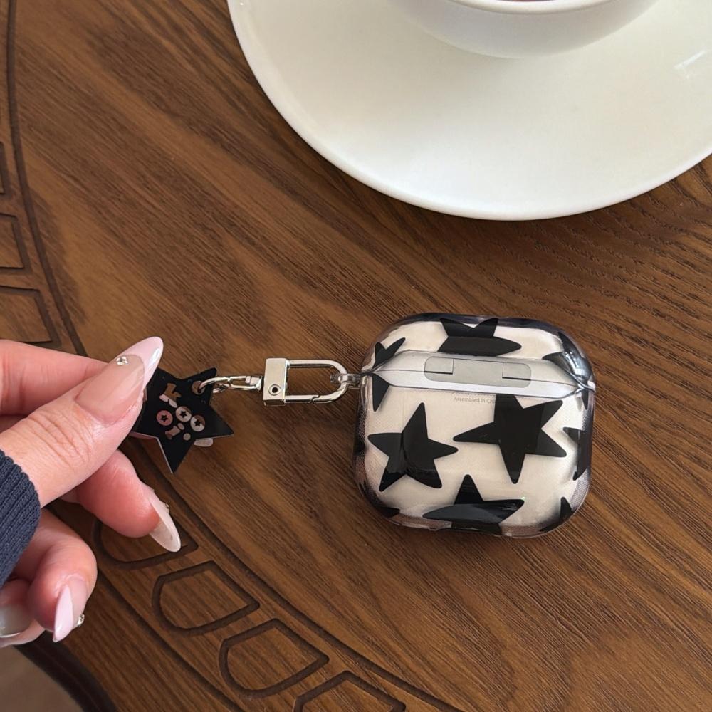 Housse pour écouteurs Ins douce et cool étoiles noires pour AirPods pro3 3ème génération sans fil Bluetooth Apple AirPods 1ère / 2ème génération étui pour écouteurs