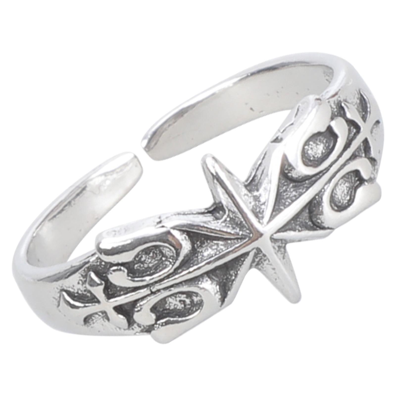 

Винтажное кольцо ручной работы с гексаграммой, посеребренное сплавное кольцо, аксессуар для пальца, оккультная культура, ювелирные изделия для любителей моды