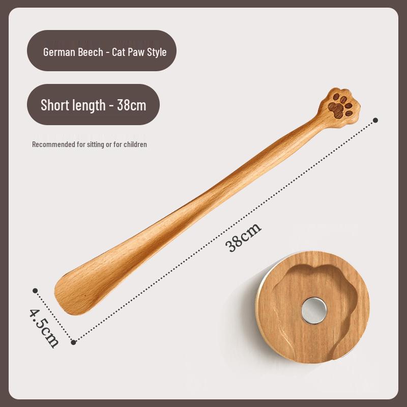 

Чорно-горіховий ріжок для взуття у формі котячої лапки - Довга ручка для вагітних жінок та домашнього використання. Милий, Креативний, Магнітний Підйомник для Взуття з Масиву Дерева.