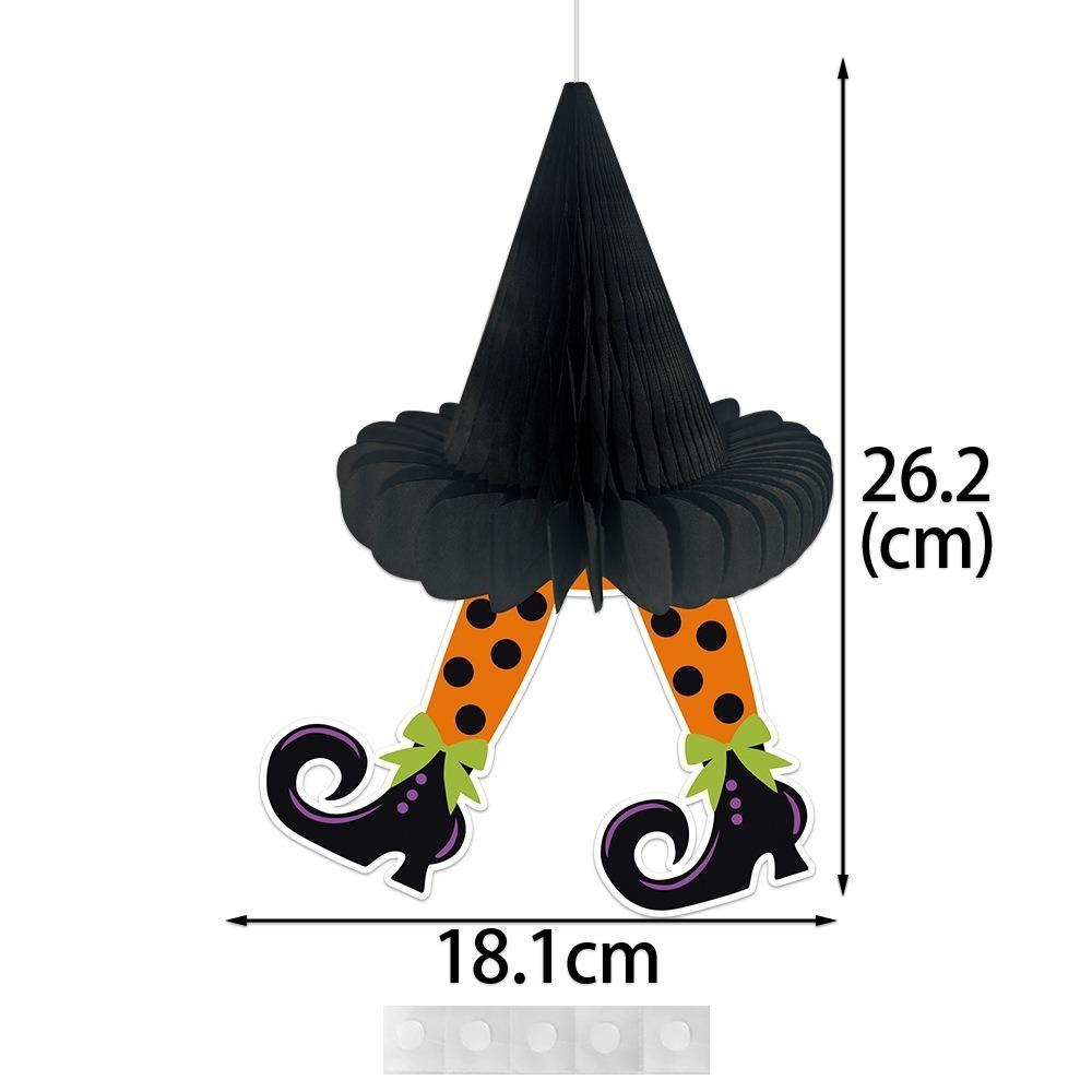 3D Honeycomb Design Halloween Honeycomb Ball Pendant Paper Craft Material Ceiling Mountable Hanging Halloween Ornaments