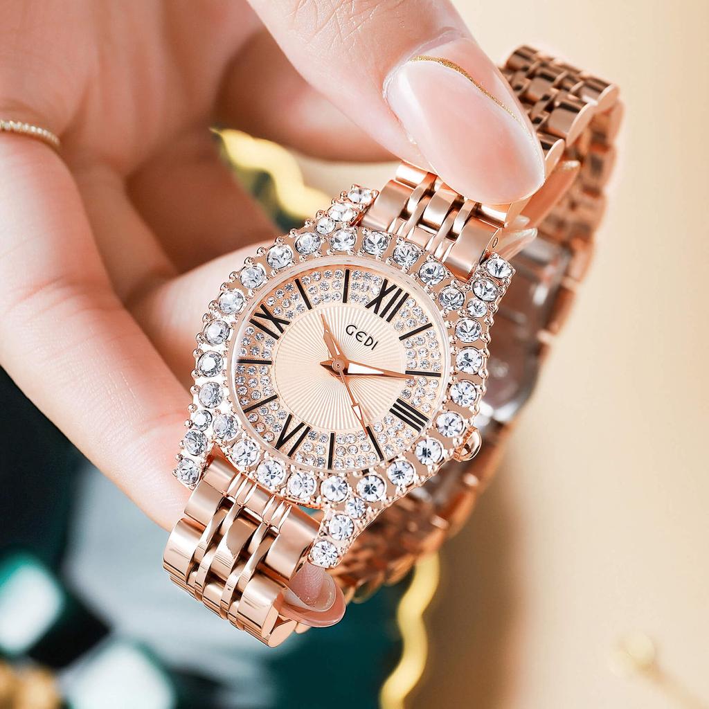 Female Full Diamond Steel Belt Quartz Watch Light Luxury Retro Gypsy Female Watch Waterproof And High-End Watch