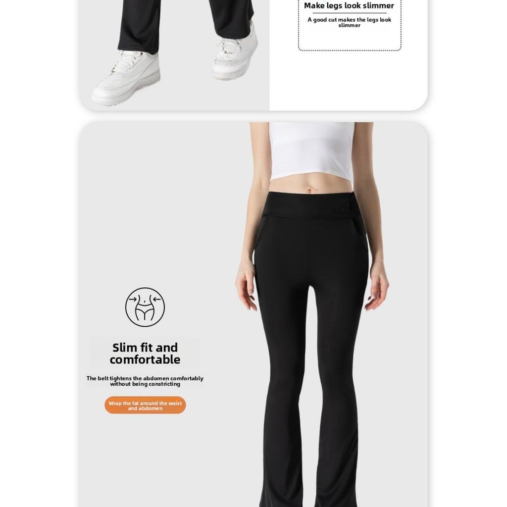 Shark Pants Flared Pants, High Waisted Elastic Casual Pants, Micro Flared Yoga Pants Women's Pants