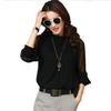Spring New Lace Chiffon Shirt Women's Mesh Ruffled Stand Collar Long Sleeve Shirt Top