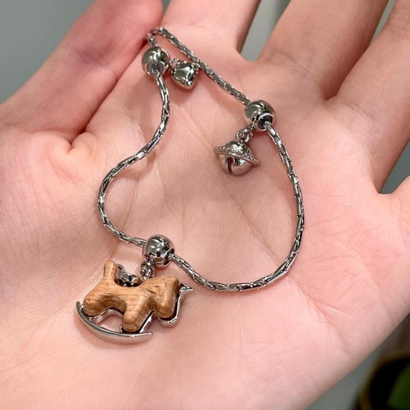 Unique Wood Horse Charm Necklace Symbolizing Good Luck and Warmth Adjustable Pull Chain for Fashion Accessories