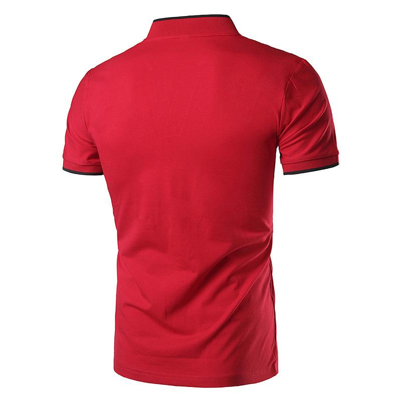 Men's Short Sleeve Patchwork Polo Shirt Stand Collar Golf Clothing Men Polo Casual T Shirts