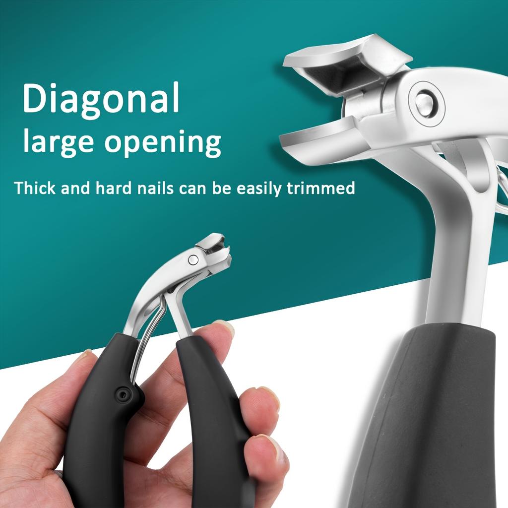 1pc Curved Blade Nail Clippers for Thick Nails, Men & Seniors - Long Handle Steel Clippers, Precision Trimming