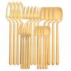 20Pcs Matte Gold Cutlery Set 304 Stainless Steel Dinnerware Knife Fruit Fork Spoon Dinner Silverware Kitchen Party Tableware Set