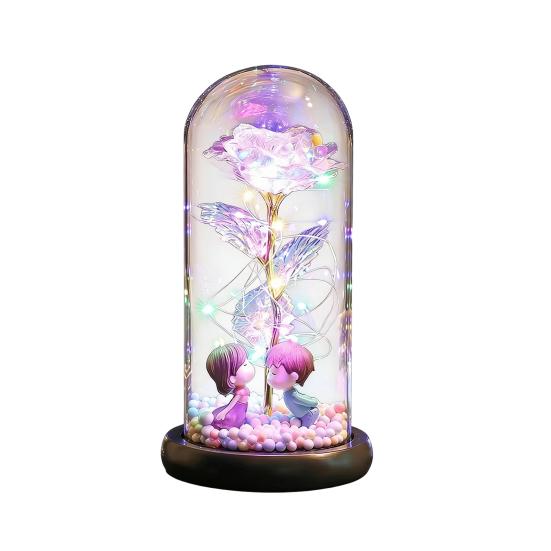 Rose Flower Gifts for Her Mom Wife Grandma Light Up Eternal Rose in A Dome Romantic Gift for Anniversary Birthday Valentine's Day Christmas