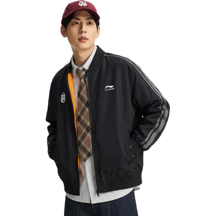 Li Ning Sports Lifestyle Series Baseball Collar Logo Couple Jacket Unisex jackets AJDW231-1