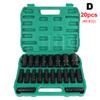 1/2Inch Drive Hexagonal Socket Set 10/14/20Pcs Ratchet Torque Socket 38mm/78mm Length Extender Removal Tools Car Repair Tools