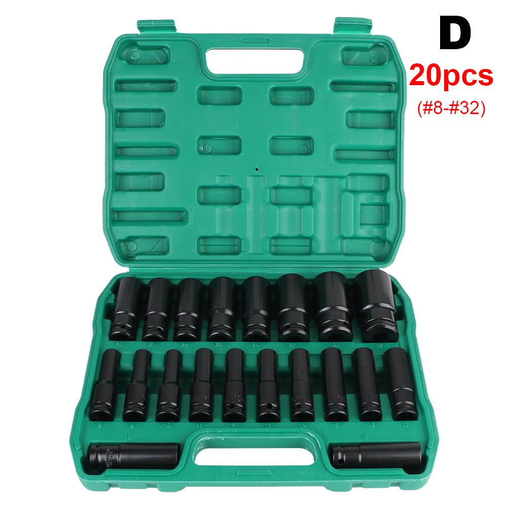 1/2Inch Drive Hexagonal Socket Set 10/14/20Pcs Ratchet Torque Socket 38mm/78mm Length Extender Removal Tools Car Repair Tools