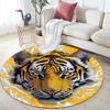 Golden Tiger Round Area Rug,Carpet Rug for Living Room Bedroom Sofa Playroom Decor,Non-slip Floor Mat