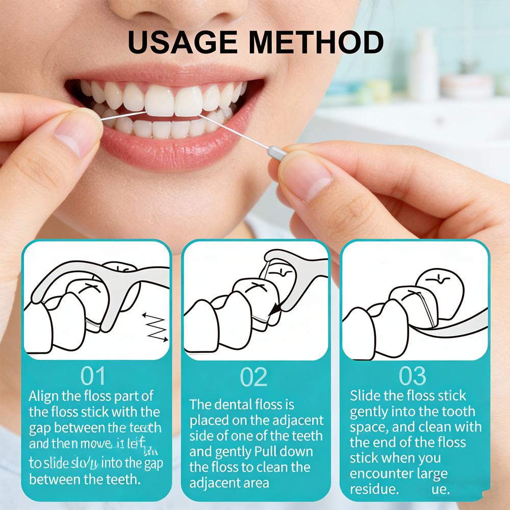 RIMI SMILE Ultra-Fine Dental Floss Picks 4 Bags 1200Pcs Disposable Interdental Cleaners Oral Care Tools for Home Family Use