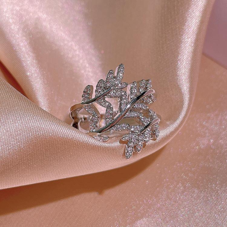 Plant Floral Shape Branch Leaf Female Ring Index Finger Ring