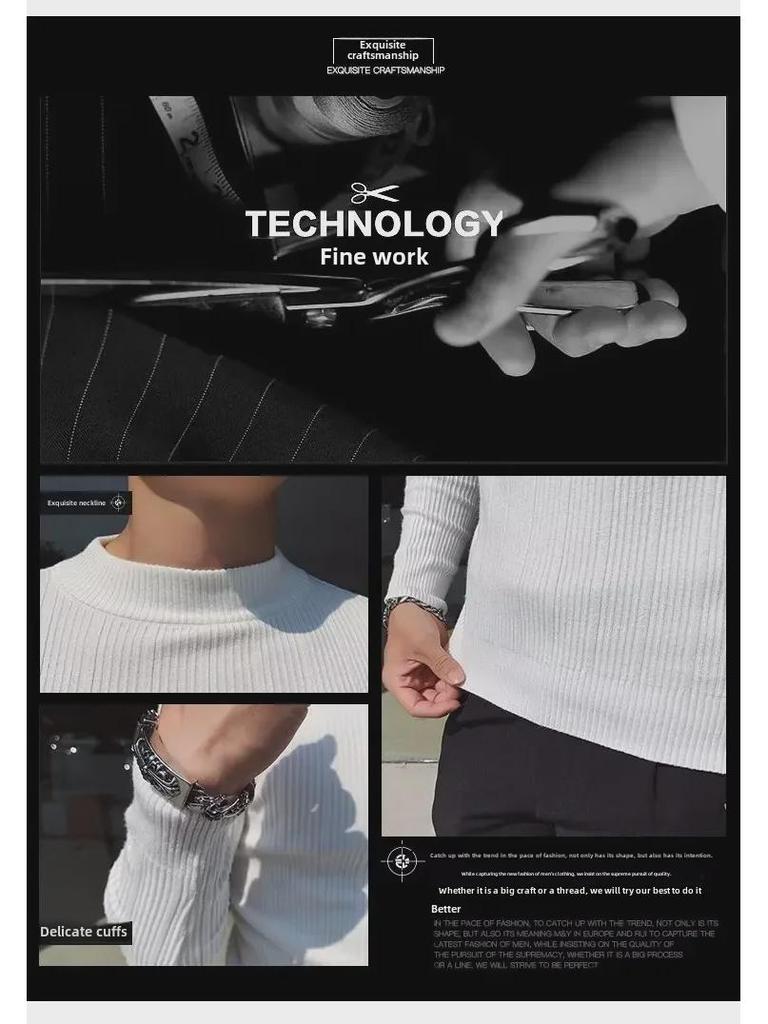 Men's Slim Fit Knitted Long-Sleeve Half Turtleneck Sweater