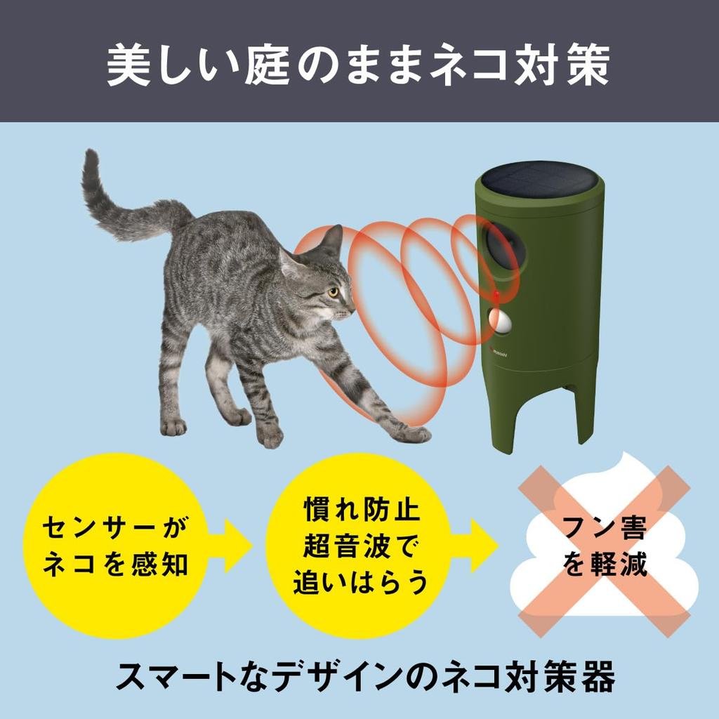 MUSASHI Solar Katze Tier Schädlingsbekämpfung Katze IP65 Wasserdicht Abwehrmittel, Abwehrmittel, Gerät, Abwehrmittel, Design, REP-610
