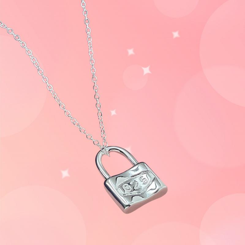 Korean fashion 925 Sterling Silver stunning Lock lovely necklace for women wedding party Anniversary gift streetwear jewelry