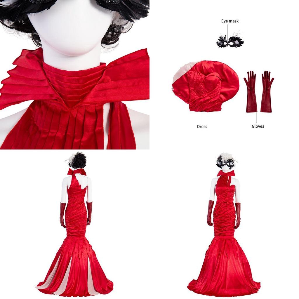 Deluxe Cruella De Vil Cosplay Costume For Women Featuring Chemical Fiber Blend