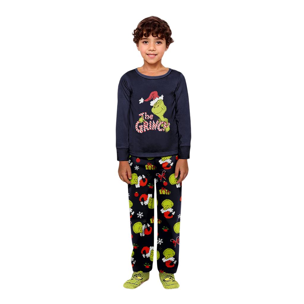 Christmas Print Cute Family Set Pajamas, Home Clothes, Family Set Long Sleeve Top Pants Set
