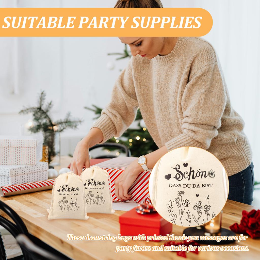 20Pcs Fabric Bag with Drawstring 5 X 7 Inch Small Canvas Packaging Bag for Wedding Birthday Thanksgiving