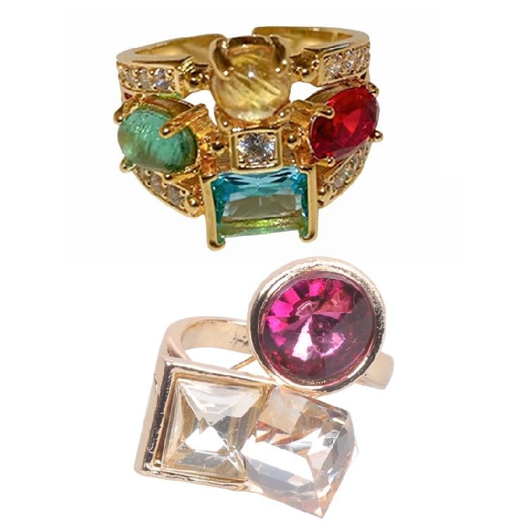 Multilayer Geometric Oval Cubic Zirconia Ring Modern Design Openable Band Imitation Crystal Fashion Accessory for Daily