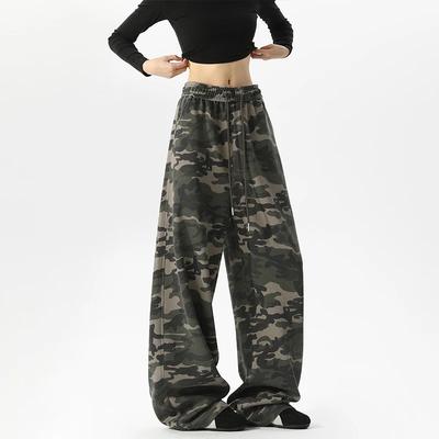 2026 Spring Men Camouflage Cargo Pants Men Baggy Camo Trousers Man Oversize Straight Wide Leg Pants Men Vintage Y2K Pants
