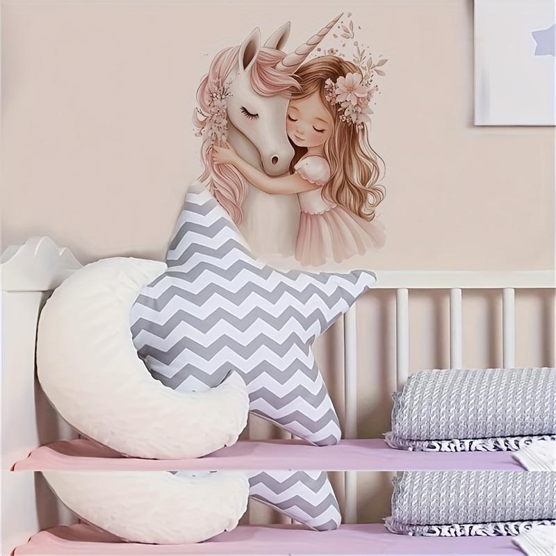1 pezzo Stampa Piatta 2D Regina e Unicorno Adesivo da Parete Autoadesivo Rosa Decorazione Stanza Decalcomania da Parete Divertente per Camera da Letto Soggiorno