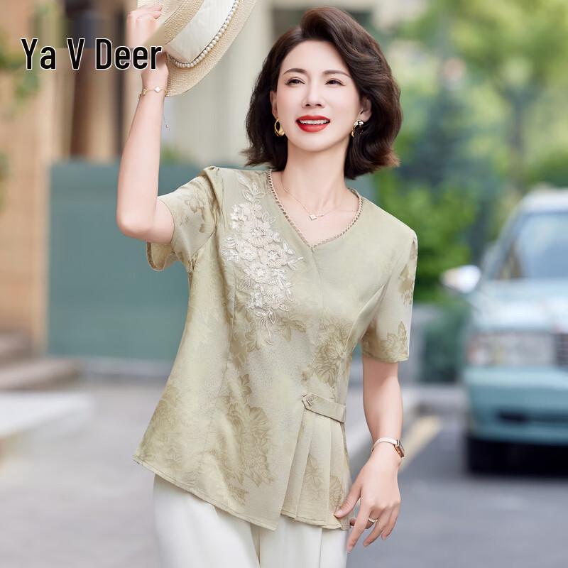 

Элегантная цветочная блузка Yalu в новом китайском стиле с коротким рукавом 3XL