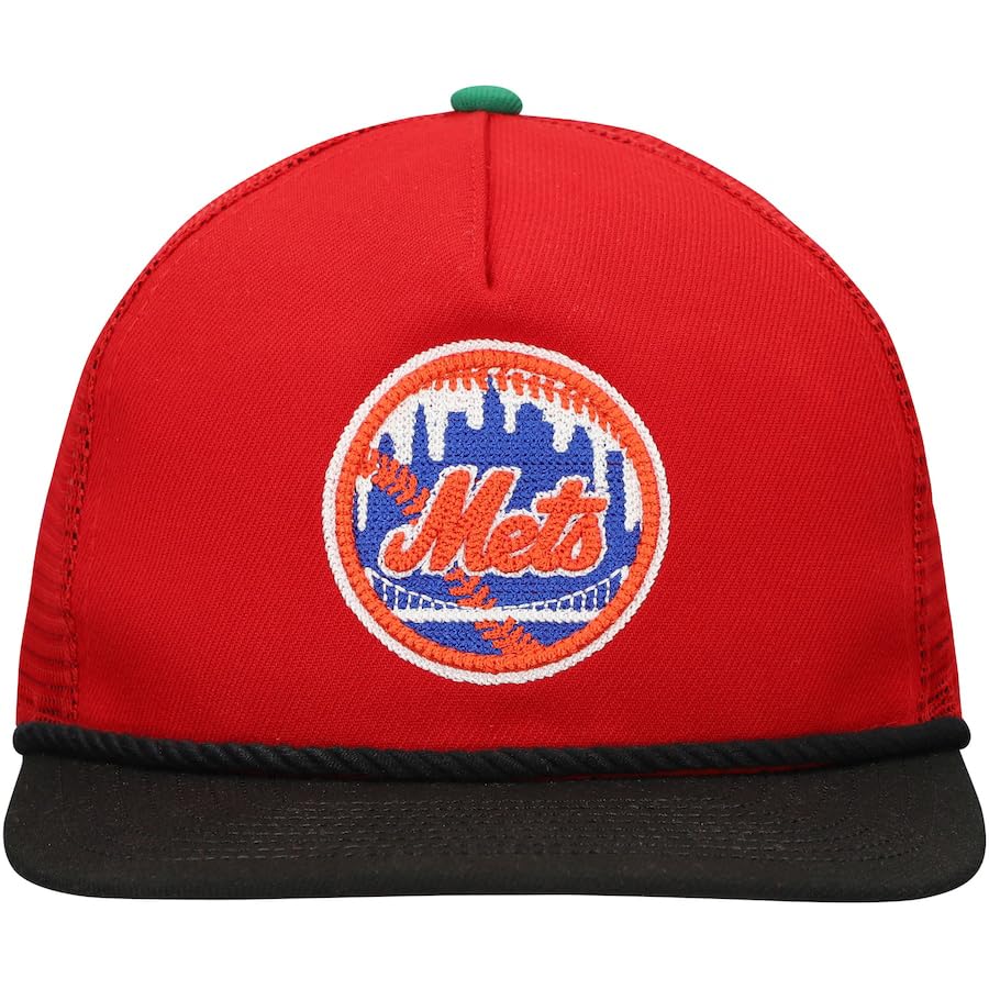 New Era Cap GOLFER Snapback New York Mets THE 7 LINE MLB HOME RUN APPLE COLLECTION MESH SNAPBACK CAP SCARLET NEW YORK METS Hat [Used]