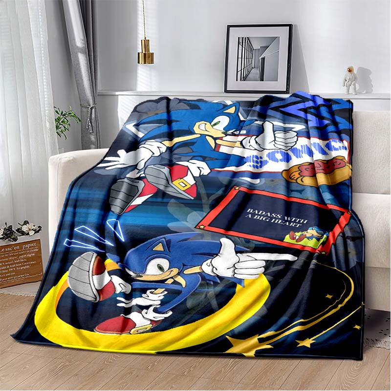 2026 New S-Sonic H-Hedgehog Flannel Blanket for Winter Warmth, Soft Sofa Cover, Bedding, Draped Blanket, Boys and Girls Gifts
