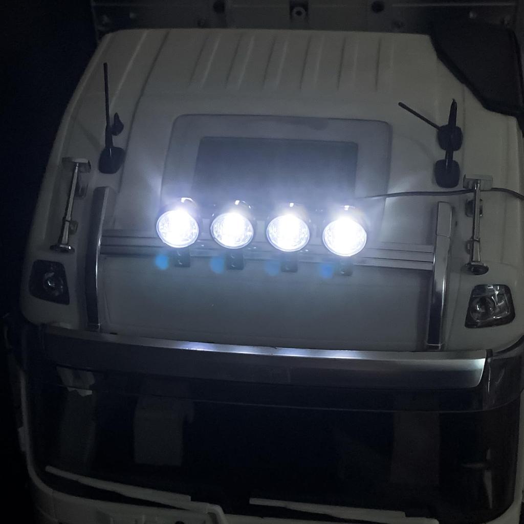 TRZX 4-LED Roof Headlight Spotlight for 1/14 Scale Tamiya Tractor 56360 FH16 750 6x4 and 56362 FH16 750 8x4 RC Car Accessories
