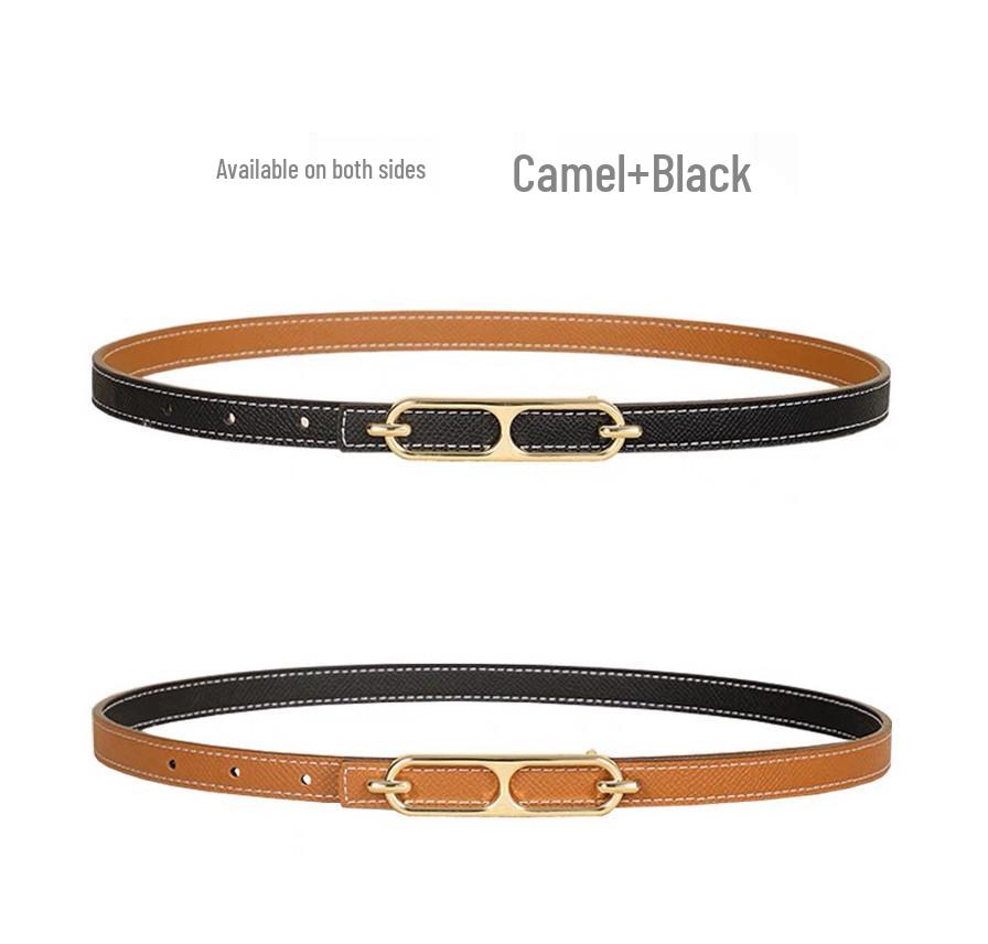 Cinturón Fino de Doble Cara para Mujer - Accesorio Versátil de Verano para Vestidos, Trajes y Camisas