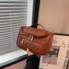 Women Chic Quilted Handbag Spacious Pu Makeup Bag With Organized Storage And Smooth Zip For Daily Essentials Storage Bag