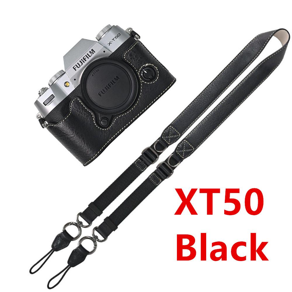 Litchi Skin PU Leather Half Case for Fujifilm Fuji XT50 XS10 XS20 XT30 XT30II XT20 XT10 XT5 XM5 Battery Opening Cover With Strap