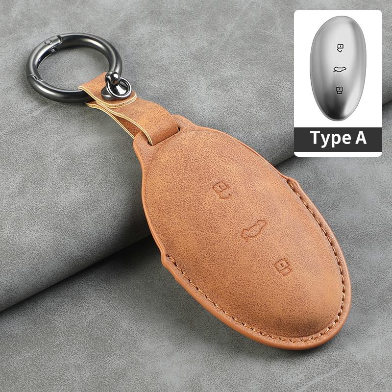 For RISING AUTO F7 R7 22-23 Leather Car Key Bag Case Wallet Holder Key Cover Key Chains