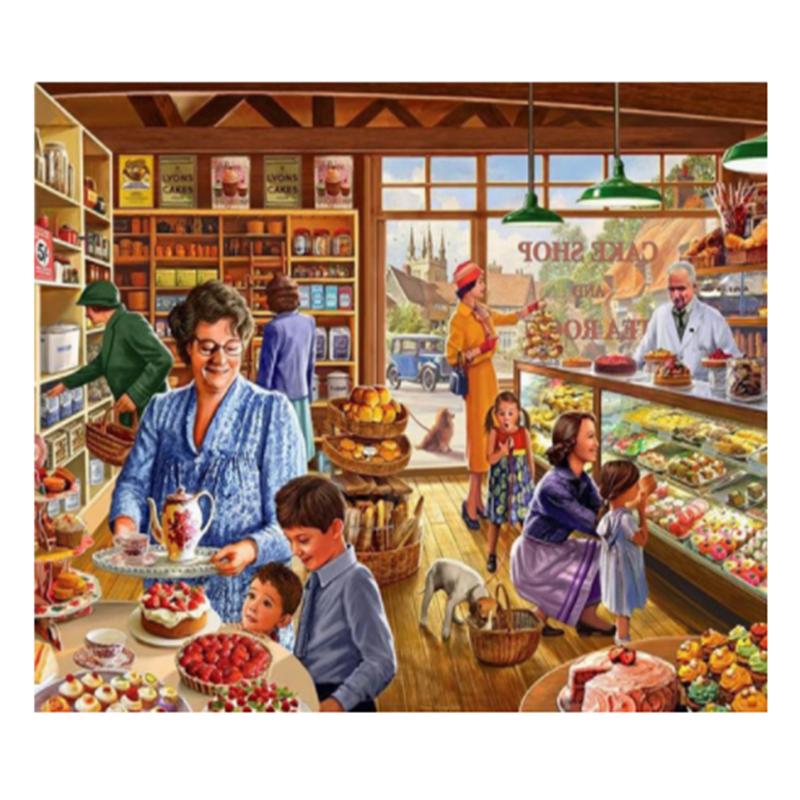 huacan Diamond Rhinestones Paintings Shop Full Drill Square Diamond Embroidery Landscape Diamond Mosaic Kids Home Decoration