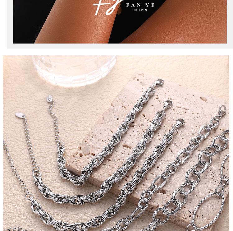 Trendy Embossed O-Chain Stainless Steel Bracelet - Simple, Fashionable Unisex Jewelry