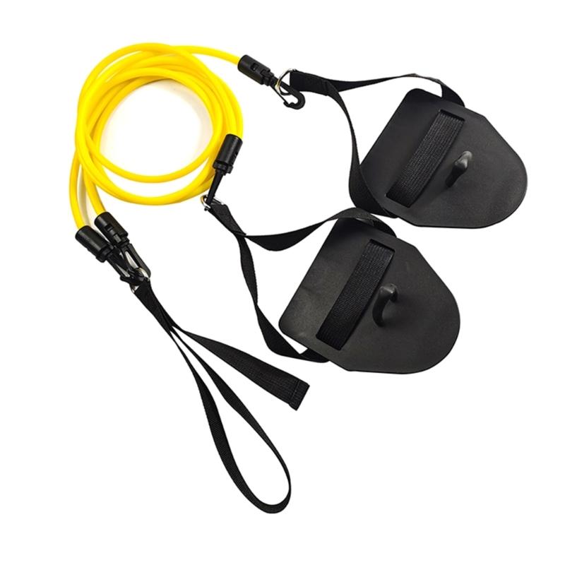 Swimming Resistance Bands with Hand Paddles, Stretch Cord, Fitness Bands for Swimming Training, Arm Strength Exercise