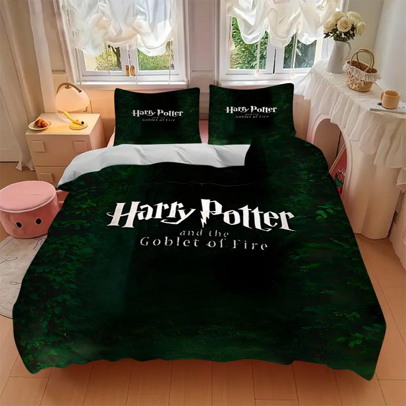 3pcs Harry Potter Bedding Set, Soft Polyester Duvet Cover and Pillowcases Machine Washable Seasons all suitable 55