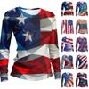 Damen Independence Day Aufdruck lässiger und modischer Rundhals Langarm Pullover Top