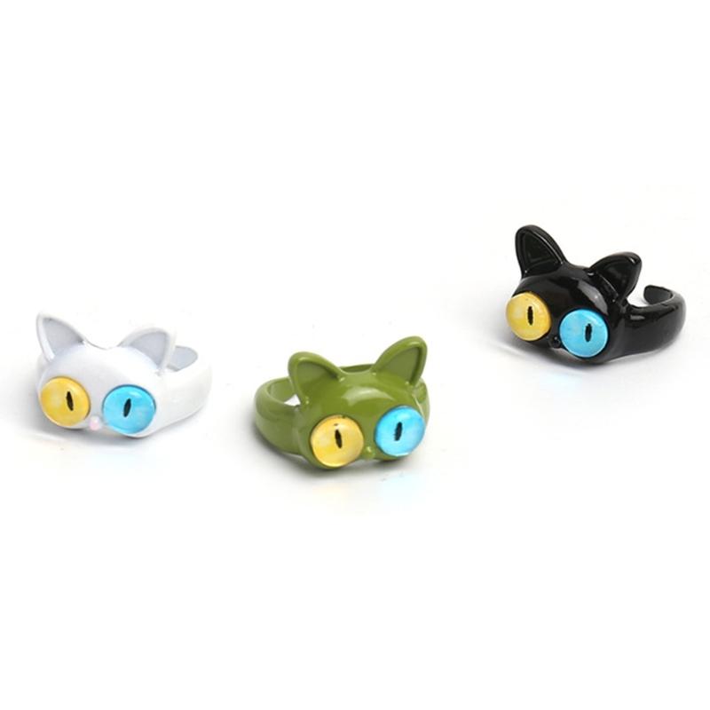 Funny Green-Monster Ring Hairpin Cool Two Color Cat-Eye Open Couples Rings Wedding Party Finger Jewelry Accessories