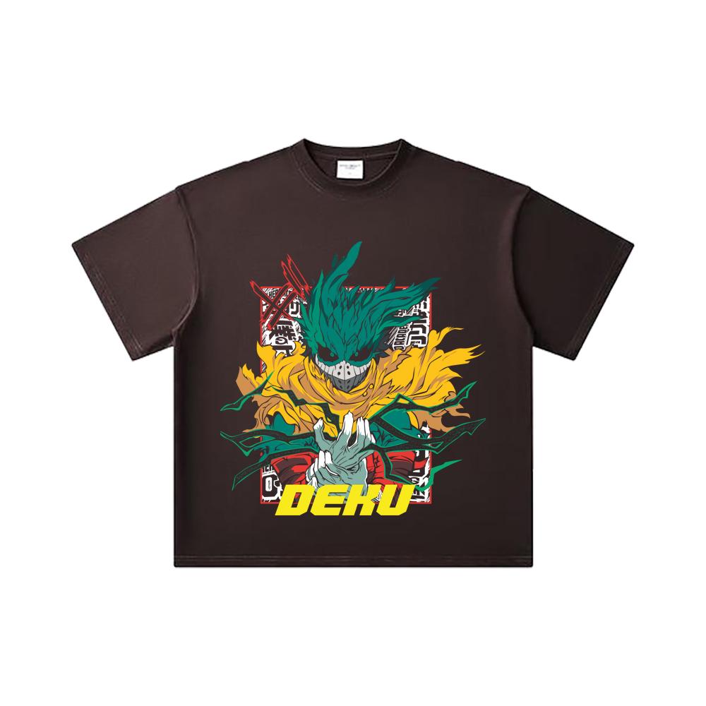 260 GSM Double Yarn 32 Count 100% Cotton My Hero Academia V23 Deku Print Unisex Heavy Cotton T Shirt
