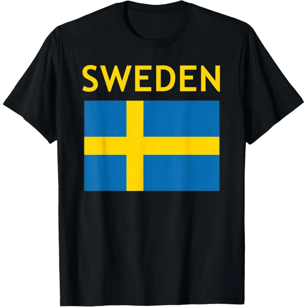Divertente Asta per Bandiera Svedese Firma T-shirt Svedesi Uomo Cotone Umorismo Streetwear T-Shirt Manica Corta Unisex Abbigliamento Largo