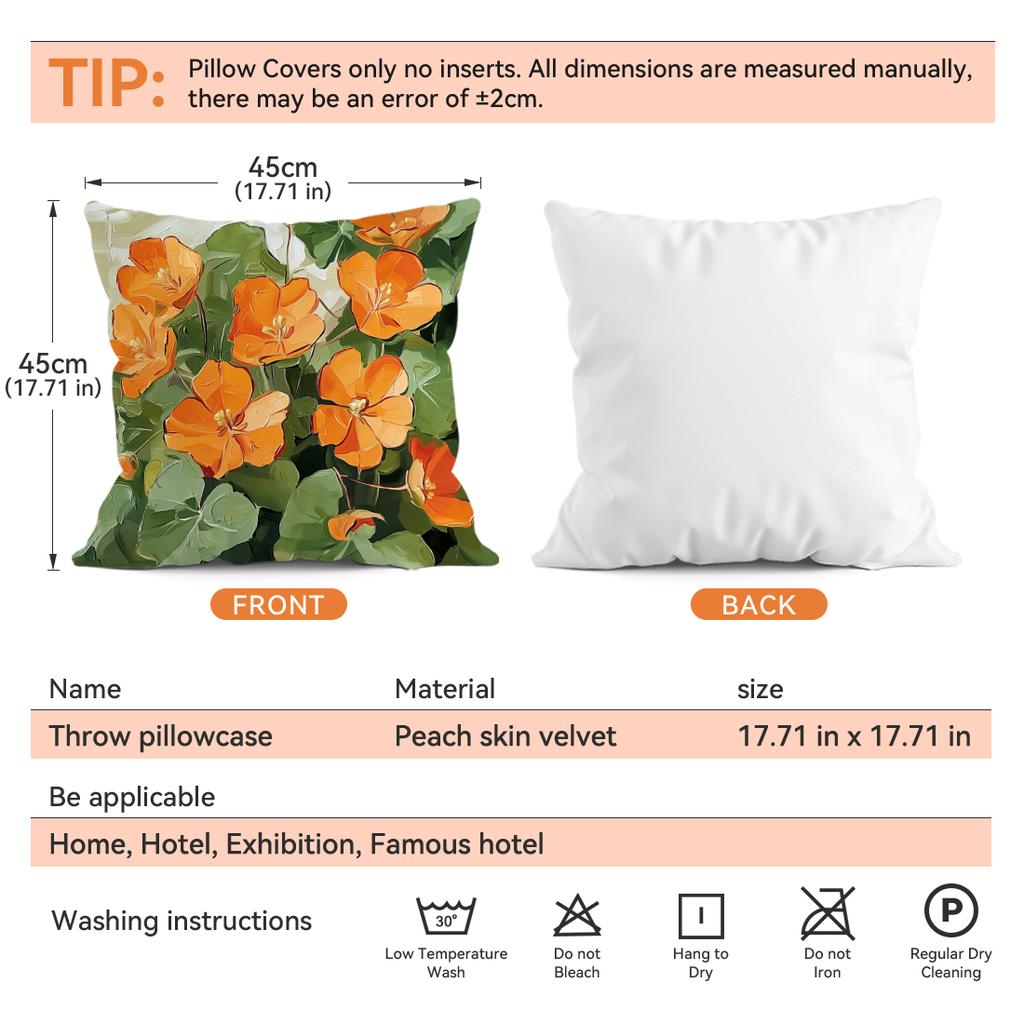 Oil Painting Flowers Pillowcase Printed Polyester 45X45Cm Throw Pillowcover Decorative Sofa Cushion Pillowslip Home Decor