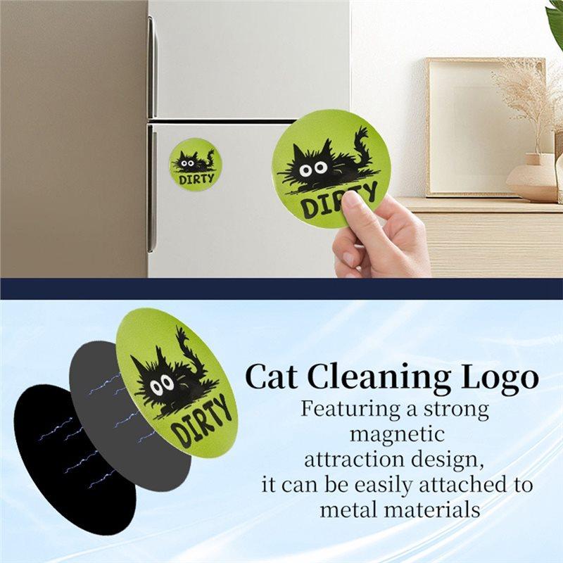 2025 Trend Double Sided Reversible Magnetic Clean Dirty Sign For Cats- 2 Pcs Funny Cat Dishwasher Flip Magnet Boards For Kitchen