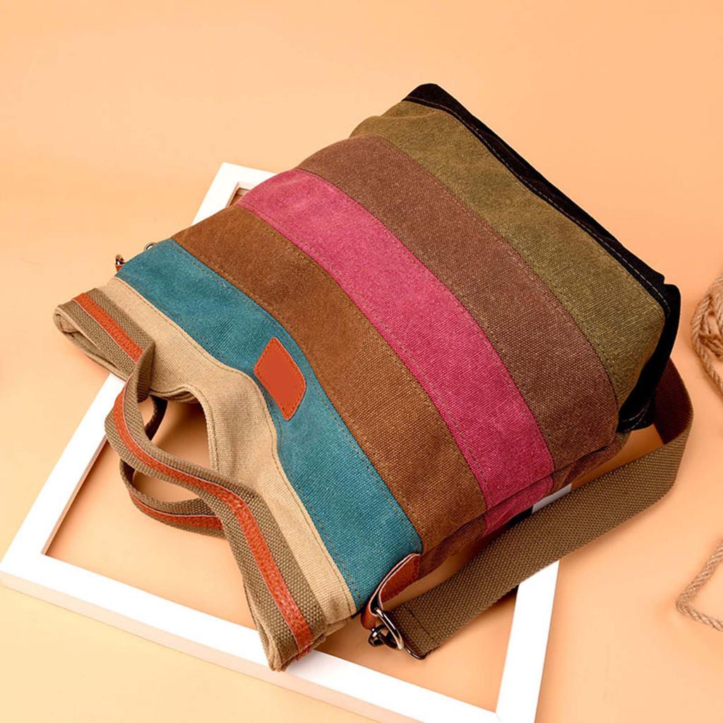 Multicolor Canvas Bag Fashionable Comfortable Casual Large Capacity Crossbody Bag for Women Female Multicolor Free Size