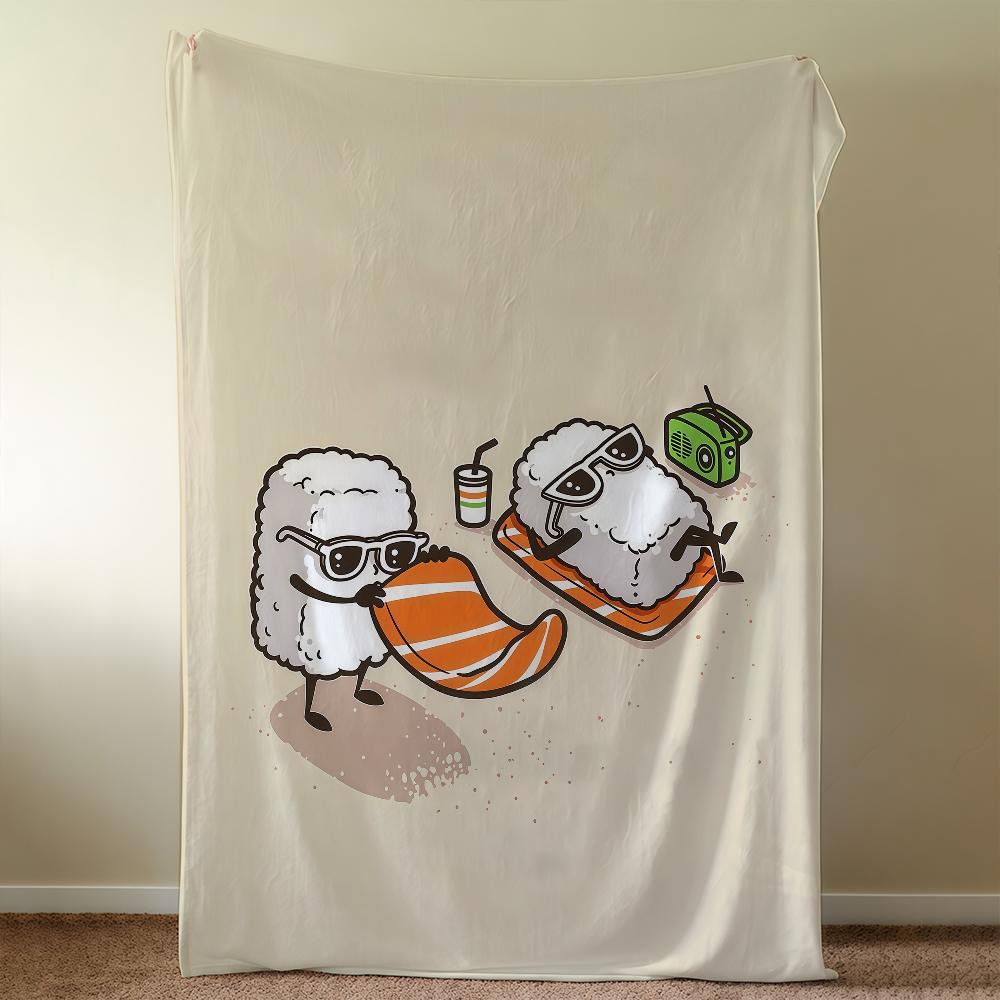 Japanese Sushi Izakaya Blanket Throw Super Cosy Plush Living Room Sofa Couch Childish Birthday Gifts