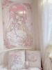 Angelic Anime Girl Tapestry Pink Rose  Wing Print Polyester Wall Hanging Sweet Lolita Themed Home Decor for Bedroom  Dorm