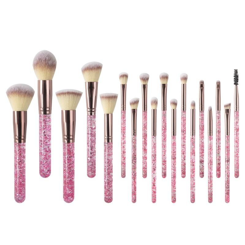 18-teiliges Glitzer-Kristallgriff-Make-up-Pinselset mit weichen Borsten, Foundation-Pinsel, mit Kosmetiktasche